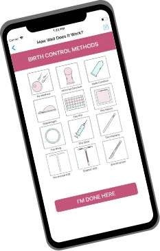 Mobile phone with the Decide+ Be Ready App on the screen