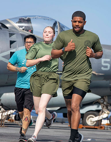 Woman running pretty hard