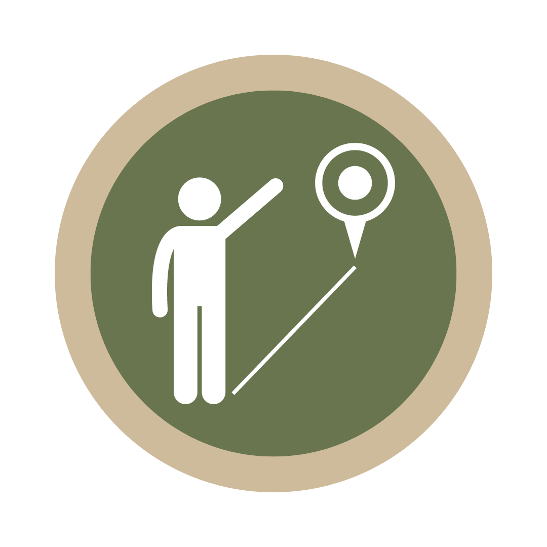 Icon of a man pointing to a goal/destination