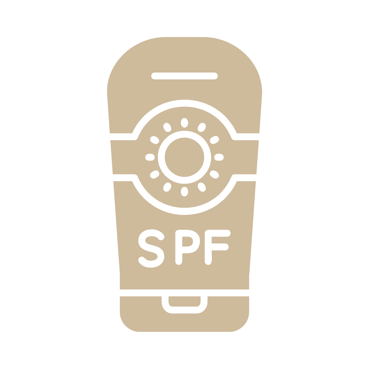 Icon of a sunscreen bottle. Always use sun protection