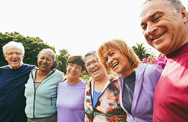 A group of older adults outside being active